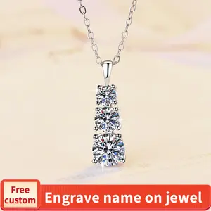 S925 Sterling Silver Triple Necklace Synthetic Moissanite Necklace birthday gift silver jewelry minimalist necklace pendant necklace-327(50%)