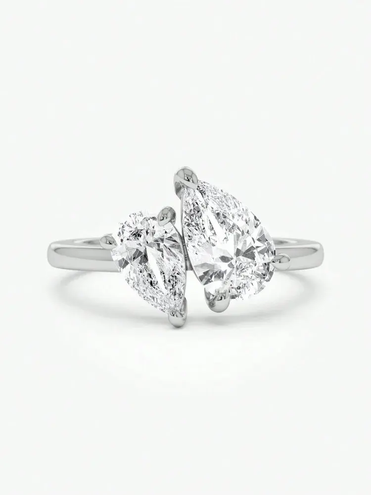 Women's 925 Sterling Silver Interwoven Water Drop Ring with Brilliant Pear CZ - Fine Jewelry for Wedding, Gift