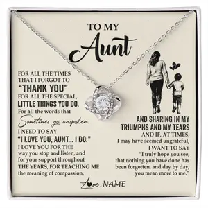 Personalized To My Aunt Necklace From Nephew For All The Times That I Forgot To Thank You Aunt Birthday Mothers Day Christmas Gift Box Message Card, Necklace Gift Box Included, Perfect for Birthday Anniversary Valentine Graduation Gift Idea