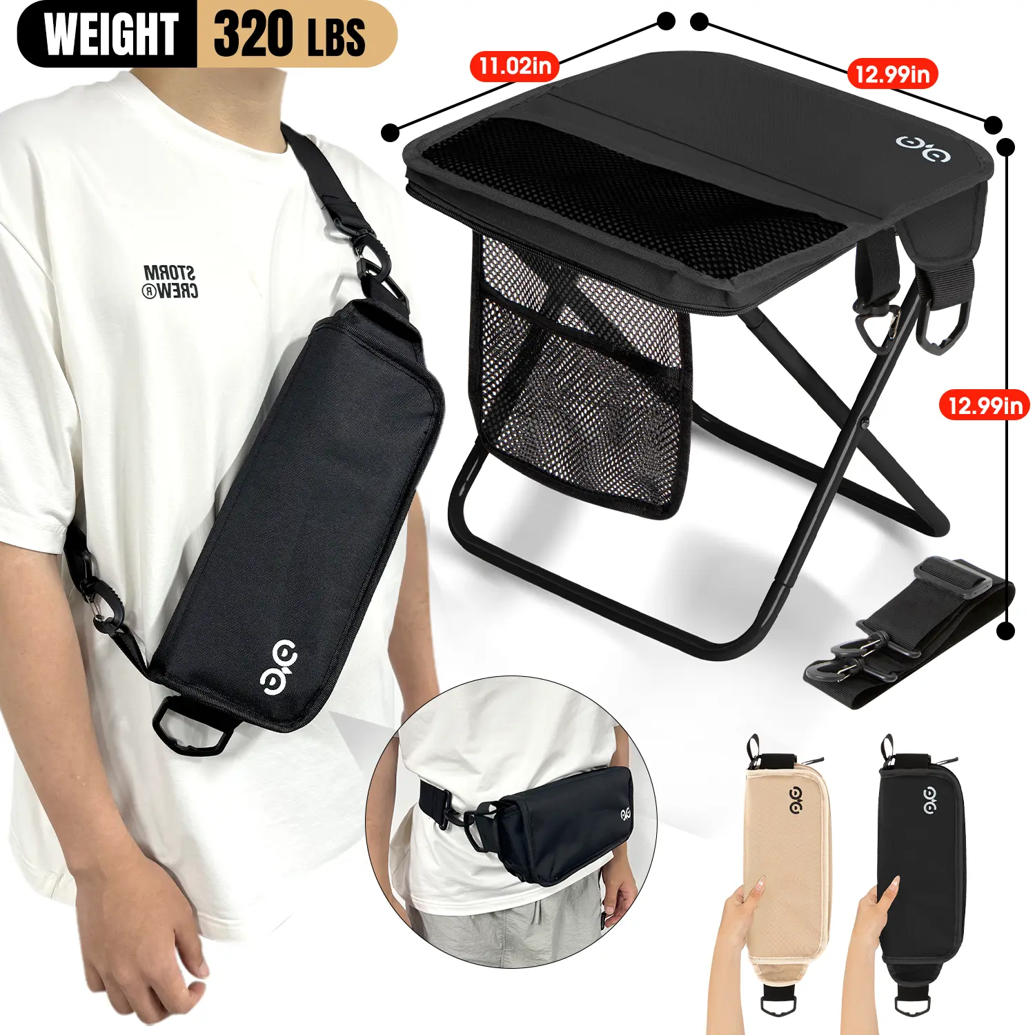 【Hot selling】 Waist bag style Black-12.9in