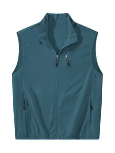 Men's Lightweight Outdoor Vest, Quick-Dry Sleeveless Jacket with Zip Pockets, Casual Travel and Hiking Vest, All-Season Loose-Fit
