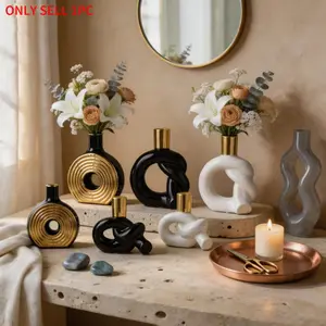 Elegant Geometric Knot Ceramic Vase, Smooth Glossy Finish, Multi-Purpose Desktop Decor, Floral Arrangement, Festival Scene Decoration