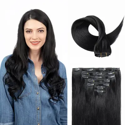 Abh Amazingbeauty Yaki Clip In Hair Extensions Human Hair Double