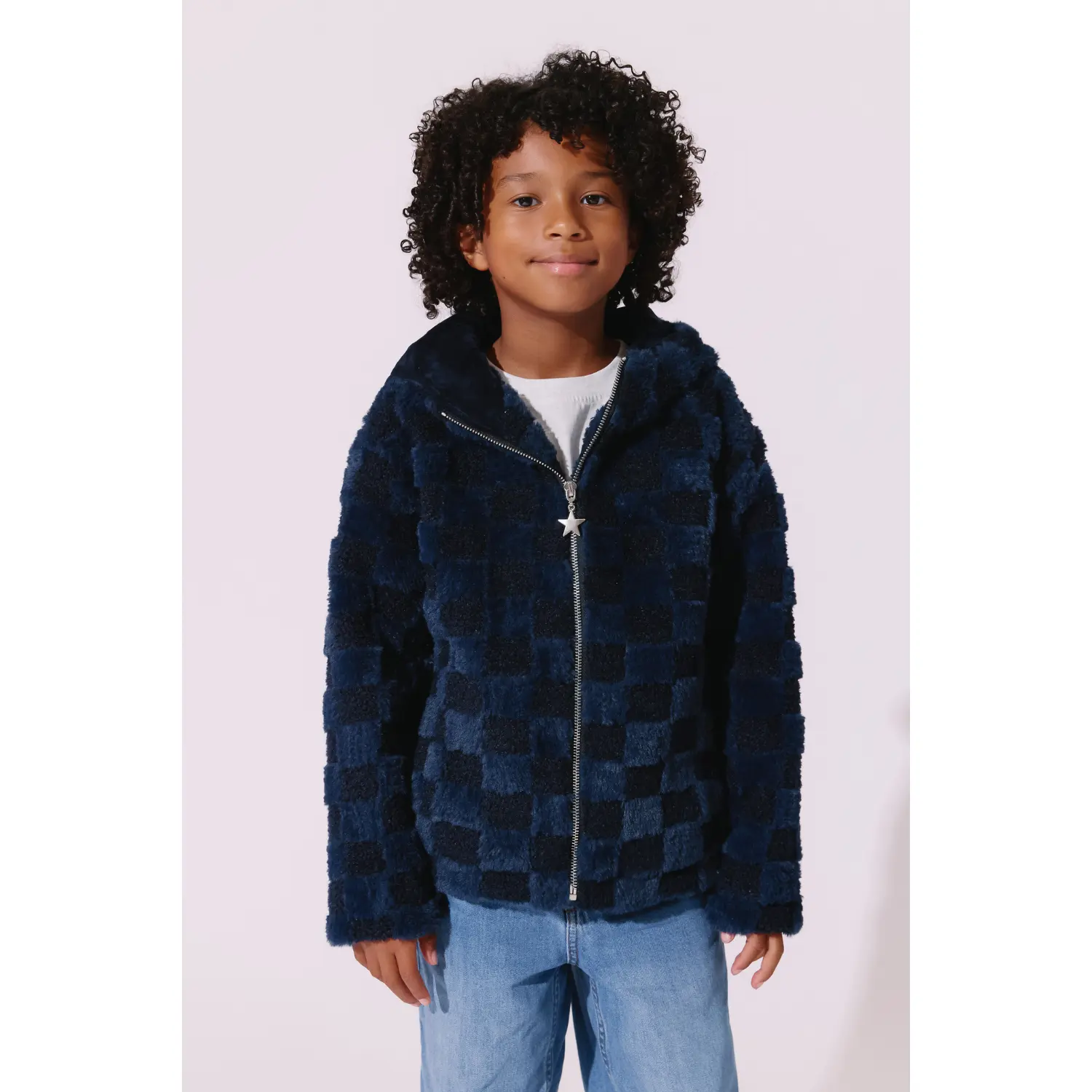 Fuzzy Checkered Jacket
