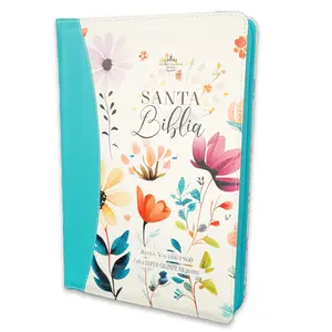 Bible in Spanish with Zipper 19 Point Giant Font Reina Valera 1960 Imitation Leather Turquoise Lilac with Index