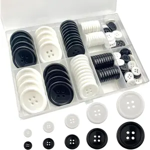 160 count (Black and White) Craft Buttons,  Buttons in 5 Sizes 2/5", 1/2", 3/5", 4/5" and 1" for Shirts, Suits and Other Garment Sewing Buttons and DIY Craft Projects