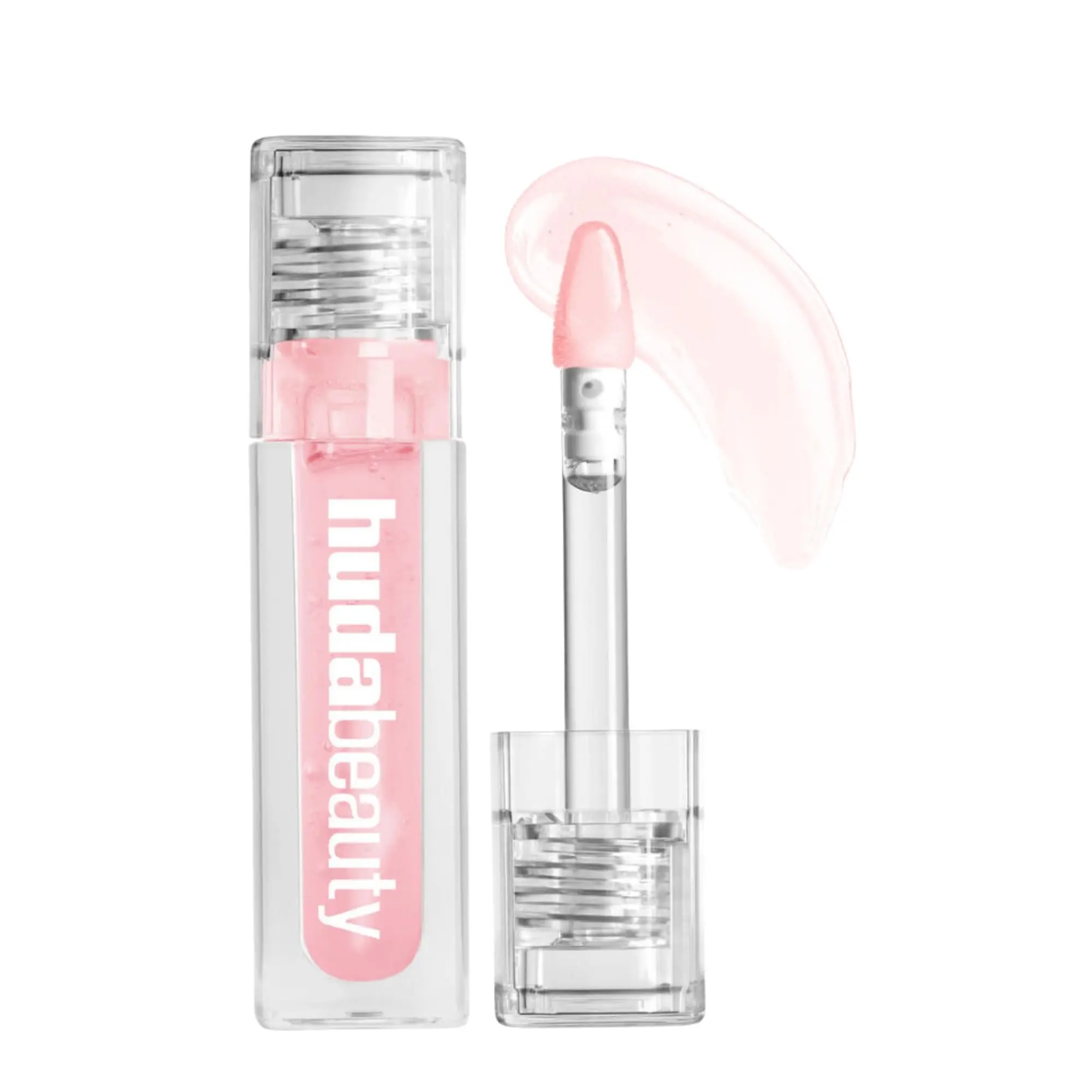 Huda Beauty Faux Filler Jelly Lip Oil, Ultra Hydrating Glossy Tint with Peptides & Shea Butter, Sheer Rosy Pink (Juicy Pink Lady), 0.13 fl oz