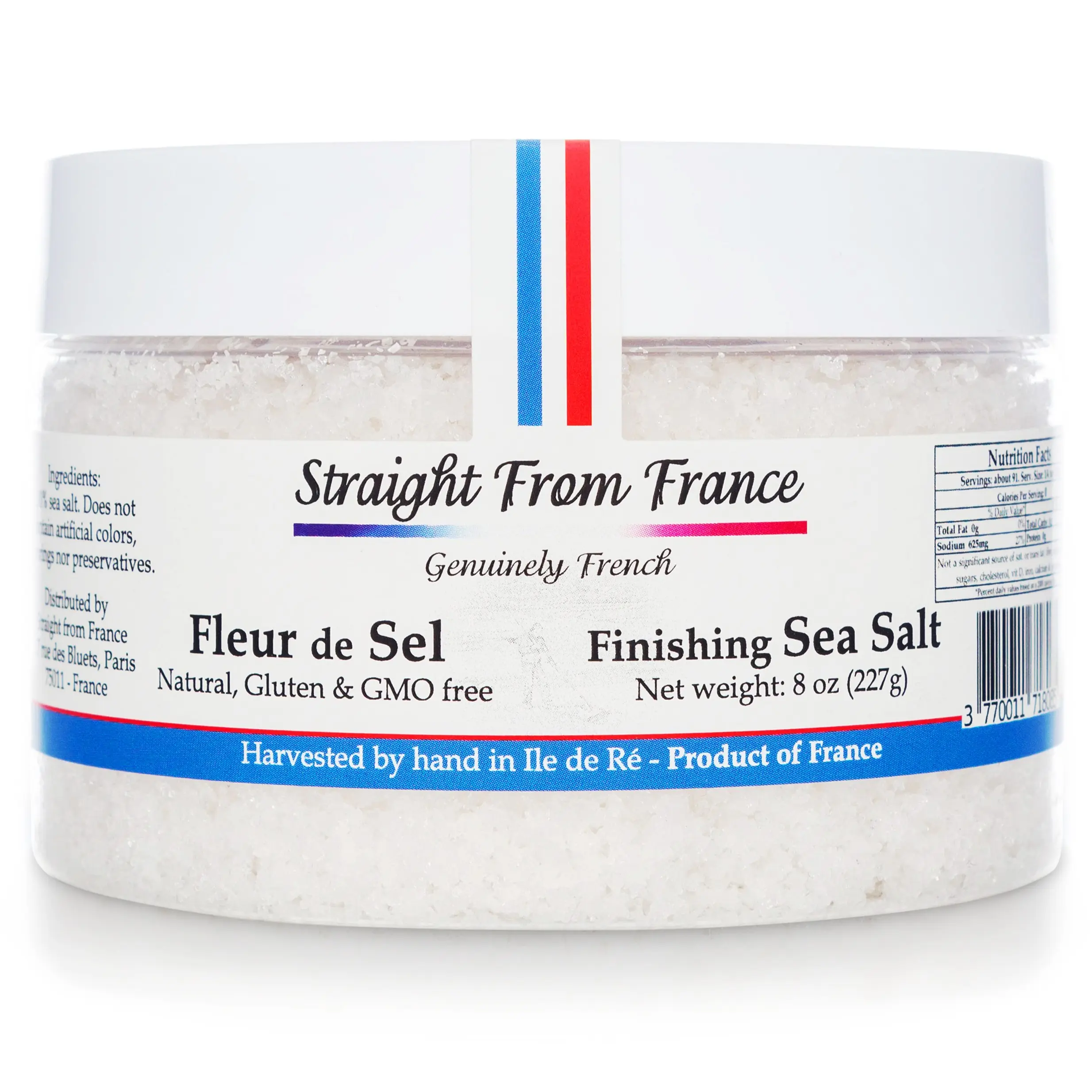 Straight from France Genuinely French 4oz Artisanal Fleur De Sel Finishing Salt - Hand-Harvested, Unrefined, Natural, Pure, Traditional, Crunchy, Low Sodium, High in Magnesium & Electrolytes, Complex Flavor Profile, Ideal for Gourmet Cooking