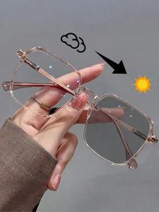 women's fashionable photochromic lens glasses, trendy casual thin glasses for everyday use, stylish glasses, modern fashion accessories for outdoor activities