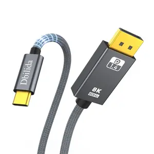 VESA Certified 8K USB C to DisplayPort 1.4 Cable 6.6 ft, Support 8K@60Hz, 4K@240Hz 165Hz, 2K@240Hz, [Thunderbolt 4/3 Compatible] 32.4Gbps for iPhone 15/Plus/Pro/Pro Max, MacBook Pro M1 M2,etc