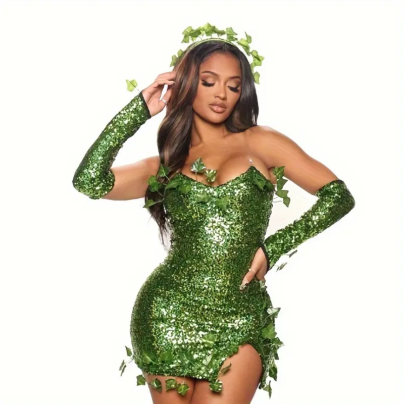 Adult Poison Ivy Costume Women Green Dress