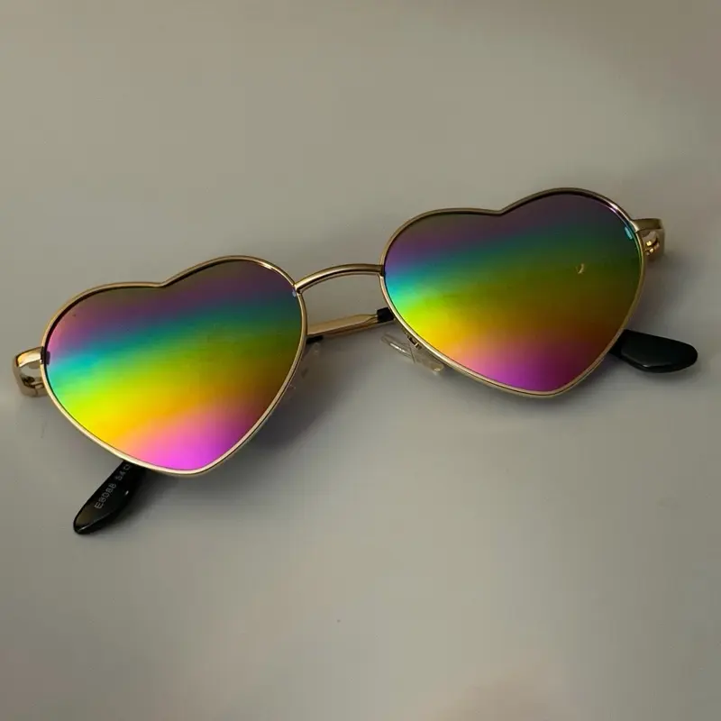 Electric Gold Rainbow Love Heart Sunglasses