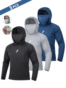 Men's Sun Protection Hoodie Set, Fishing Hoodie with Face Mask, Casual Breathable Jacket, Quick-Dry Sportswear, Outdoor Adventure Clothing, Breathable Activewear