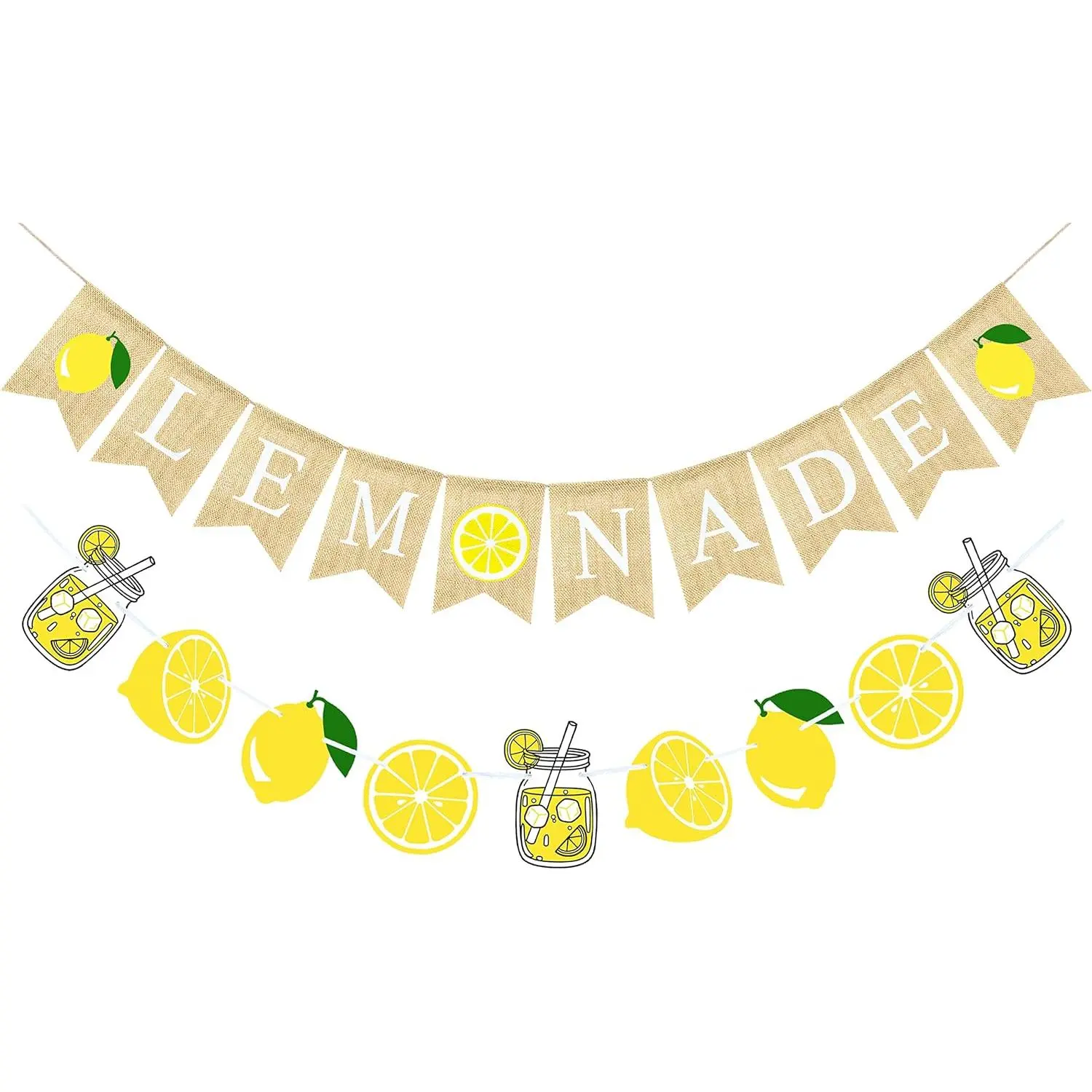 Burlap Lemonade Banner for Lemonade Stand Decorations, Lemon Garland Summer Lemon Party Decorations Lemonade Themed Bridal Shower Birthday Party Supplies Lemon Decor