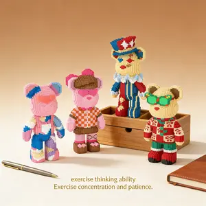 Multicolor Heart Bear 3D Puzzle Building Blocks Decor, Bookshelf Home Office Cabinet Decoration, Party Living Room TV Stand Display, Creative Building Block