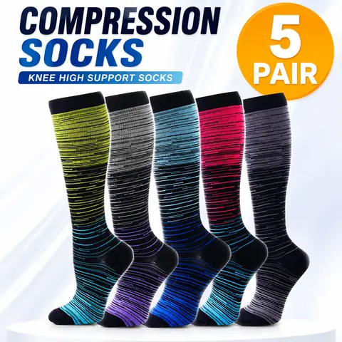 Compression Socks for Women Men Support Socks Knee High Wide Calf Socks 20-30mmhg L-XL