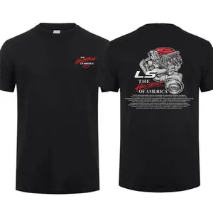 Unisex Classic Cotton Casual Short-Sleeve T-Shirt - "Swap The Heartbeat Of America" Graphic, Chevy Car Parts High Performance Streetwear Top
