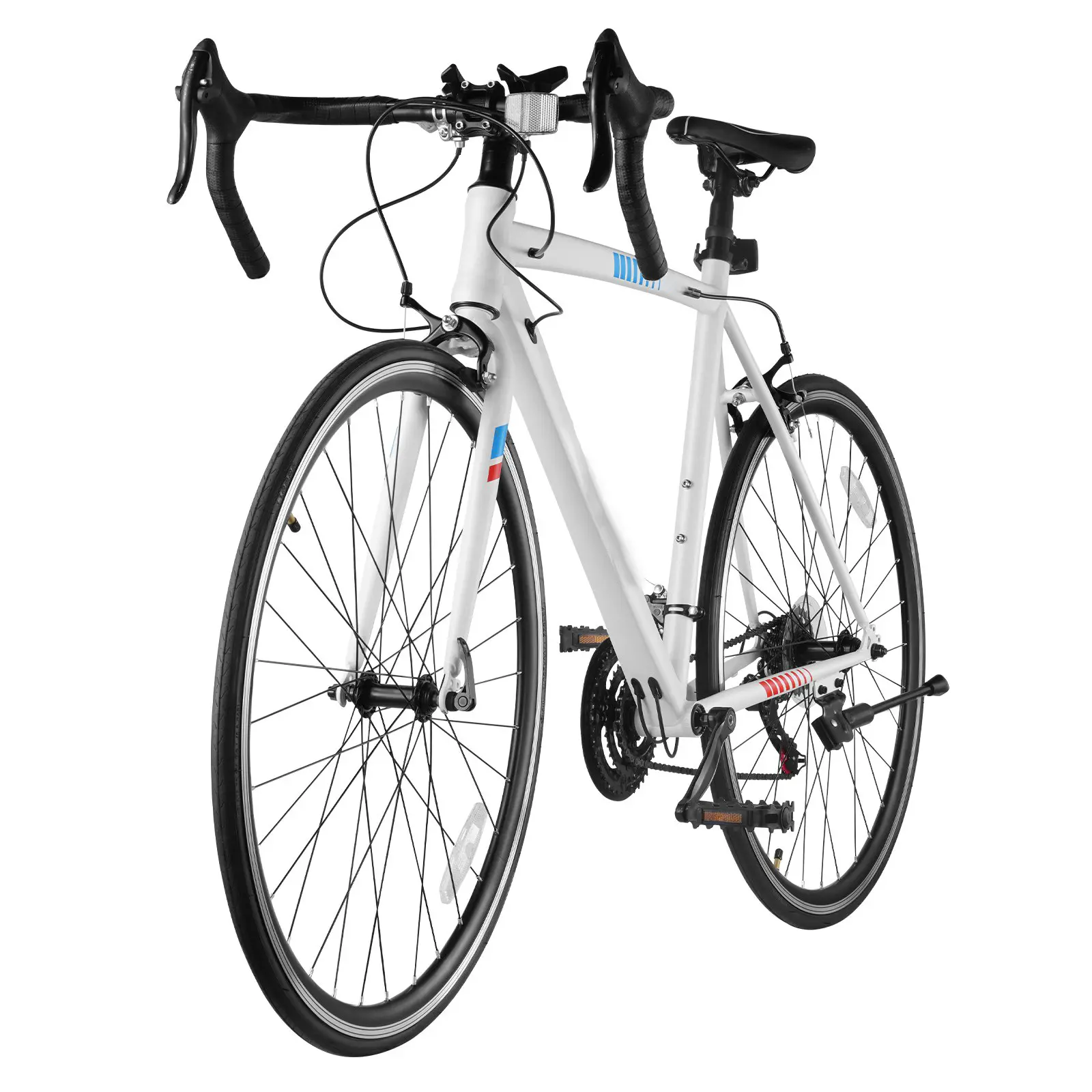 Road Bike 700C 21-Speed Shimano Racing Bike for Men and Women Carbon Steel Frame 700x25C Wheels Caliper Brakes Drop-Bar Design Pre-Assembled Durable Frame