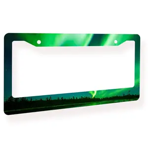 Northern Lights Forest Scenery Aluminum License Plate Cover for Cars