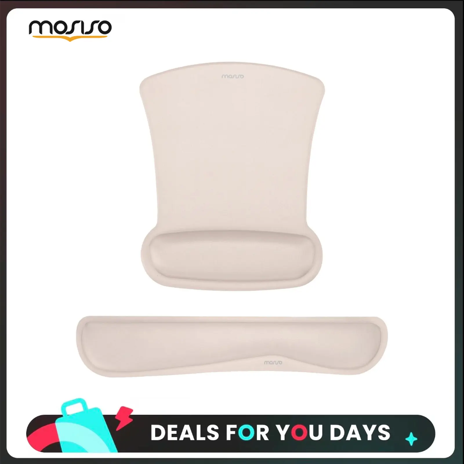 MOSISO Ergonomic Wrist Support Set (17.72x3.15 Inch Keyboard Pad, 9.84x7.87 Inch Mouse Pad) - Black, Non-Slip Base, Neoprene Cloth, Raised Memory Foam, Office Desk Accessory for Pain Relief & Easy Typing, 17.72 X 3.15 Inch