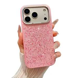 Glitter Bling Rhinestone Phone Case for iPhone 17 16 15 14 Pro Max, Luxury Shiny Sparkle Diamond Slim Case, Shockproof Protective Cover for Women Girls