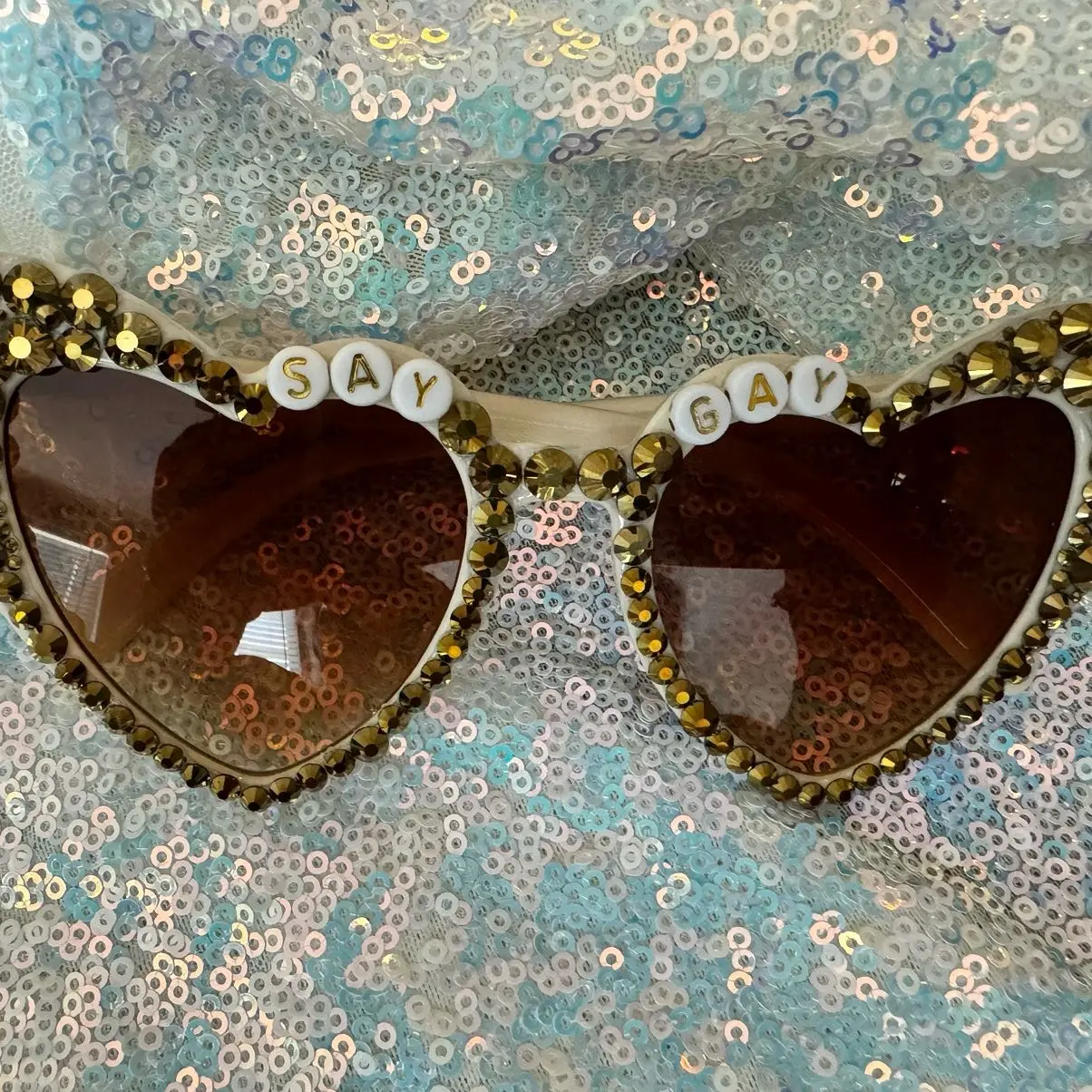Unisex Custom Bedazzled Pride Sunglasses - Say Gay