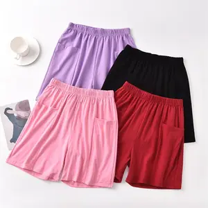 Women's Plus Size Plain Casual Lounge Shorts - 2pcs Lady Clothes, Elastic Waist, Medium Stretch Knit Basic Home Wear Bottoms
