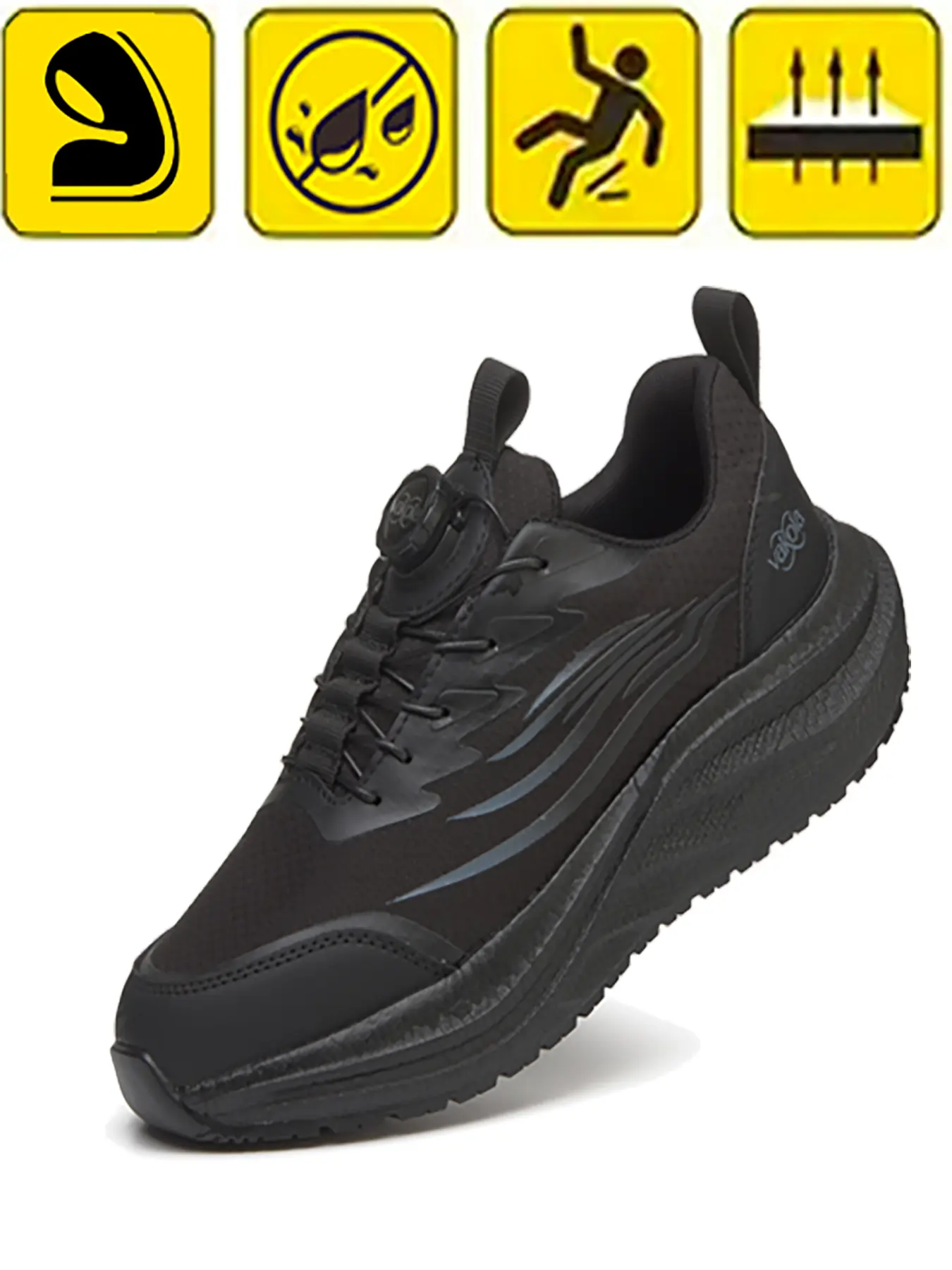 Men's Closed Non-Slip Work Footwear - Quick Rotary Lace, Water-Resistant Chef Shoes for Kitchen & Standing Worker Use - Ultra-Lightweight Comfort Walking Sneakers