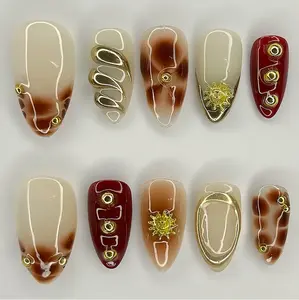 Orchard Flower Press On Nail Almond Nails ,Custom Handpainted Acrylic,False, Floral, Dreamy, 3D nails, girl gift Satamiis
