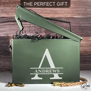 Personalized Ammo Box For Men - Custom Ammo Can Gift Set - Authentic Grade 1 Military Ammo Box Gift For Dad - Birthday Gift For Dad And Husband - Father’s Day Gift For Him - 30 Caliber