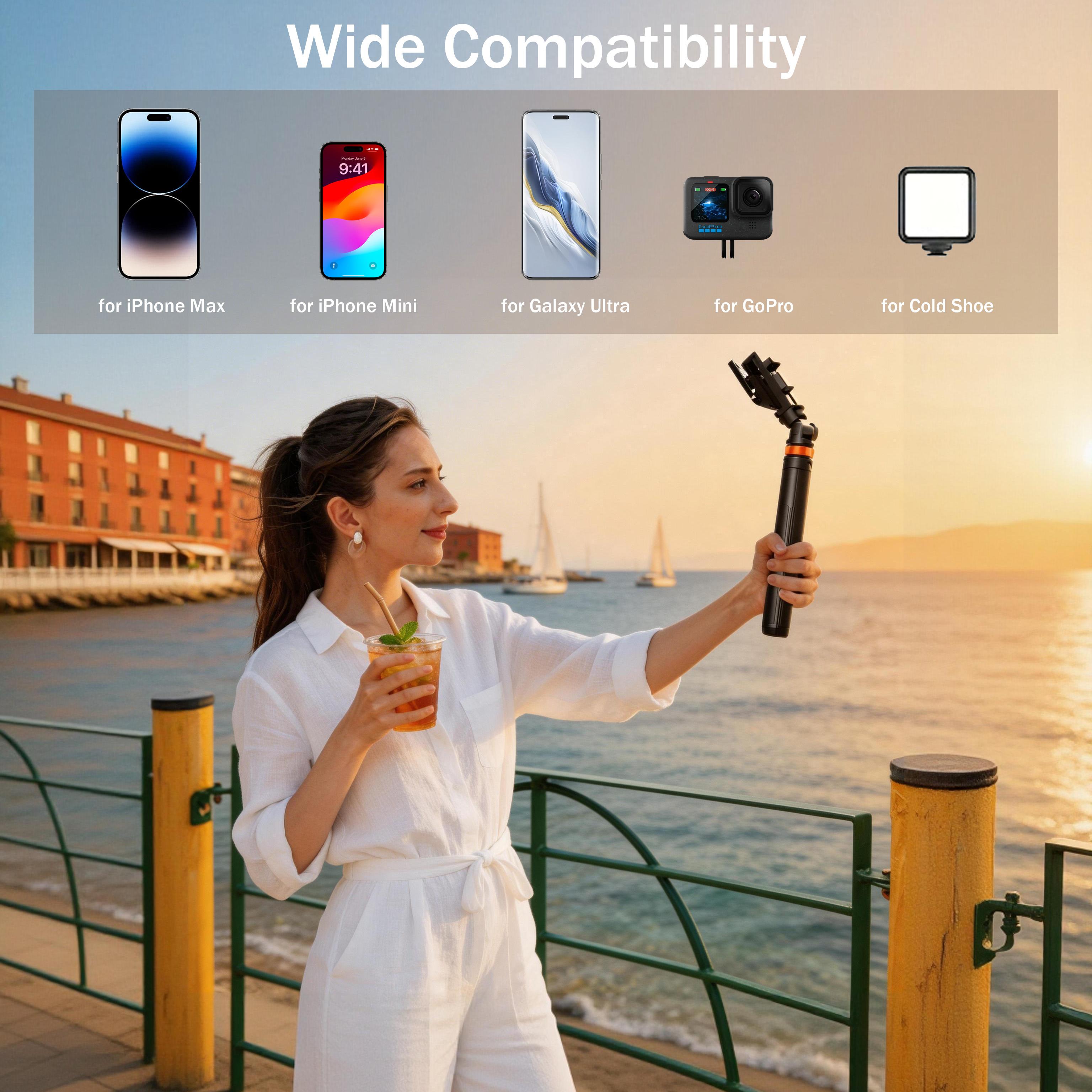 61" Phone Tripod for iPhone/Android & Selfie Stick with Remote, Upgraded Stand, Compatible with iPhone 16/15/14/13, Travel-Friendly & Stable