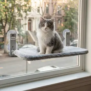 Foldable Cat Window Perch - Cordless Space Saving Hammock, Jumbo Suction Cups, Robust Metal Frame, Cat Bed for Indoor Cats