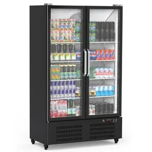 【GARVEE】Commercial Refrigerator, Commercial Fridge with 25.5 Cu.Ft Capacity, Glass Door Display, LED Lighting, Adjustable Shelves, Ideal For Restaurants, Grocery Stores, And Home Use, Black