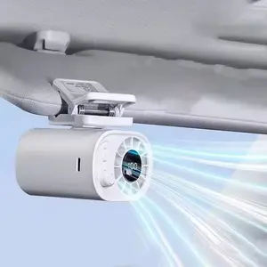 Portable 360° Rotating Car Clip-On Fan with LED Display,100 Speed Settings, USB Rechargeable, 1800mAh Battery, Quiet Personal Cooling Fan for Outdoor Travel, Hiking & On-the-Go Comfort