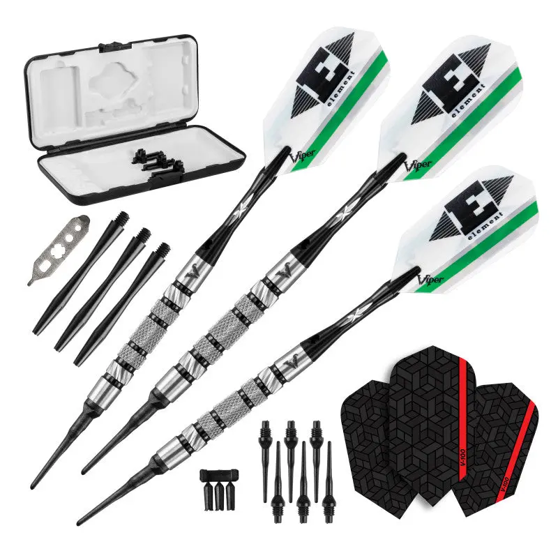 Viper Element 90% Tungsten Alloy Soft Tip Darts Set - 20g Knurled Consistent Grip Aluminum Slim Profile Barrel Darts Gear for Adults' Electronic/Sisal Dartboards