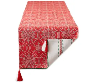 Design Imports Joyful Snowflak es Reversible T able Runner 14x