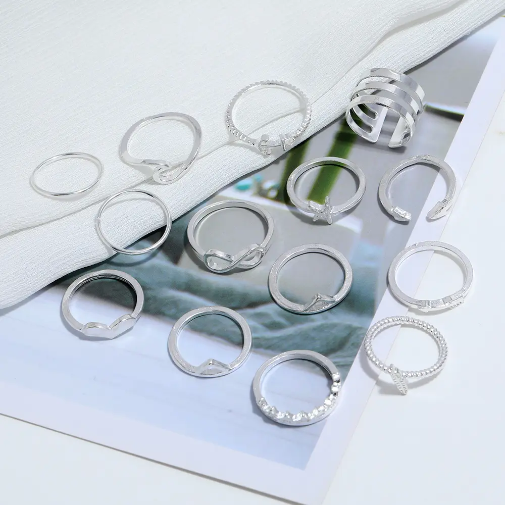 Stackable Silver Ring Set – Adjustable Alloy Finger Rings for Women | Polish & Poise