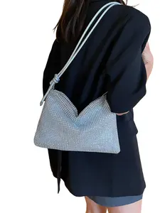 Fashion Handbag with Imitation Rhinestones, Elegant Evening Clutch with Zipper, Small Phone Bag, Party Accessory, Multi-Scene Shoulder Crossbody Bag, Crossbody Clutch Purse, Stylish Crossbody, Fashionable Shoulder Bag