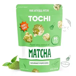 Tochi Gourmet Popcorn Snacks - Matcha Flavor - Using Large Popcorn Kernels, Popcorn balls, Gluten Free, Non GMO Corn, All natural, Healthy Pop Corn Individual Bags, Made with Coconut Oil (2.8 (1 Pack))