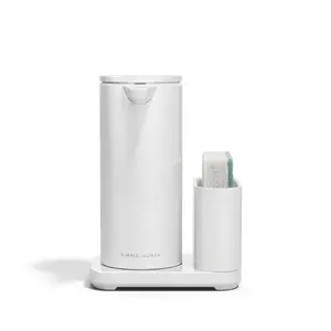 simplehuman Rechargeable Liquid Soap Sensor Pump Dispenser with Sponge Caddy, 14Oz, White Stainless Water Proof