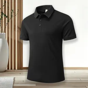 Men’s casual short-sleeve polo shirt, solid color, breathable and cool, suitable for all seasons—an ideal holiday gift choice, slim-fit business-casual shirt.