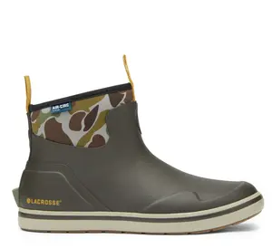 Men's Alpha Deck Boots - Black Olive/Camo - Regular - Waterproof Slip - On Fishing Shoes - Boating Garden Outdoor Shoes, Durable Deck Footwear Gift for Him or Dad