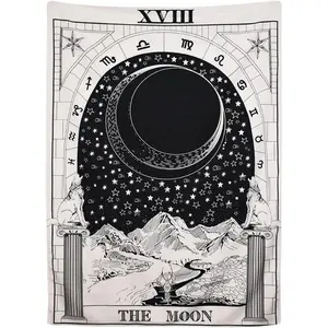 Tarot Tapestry The Moon The Star The Sun Tapestry Medieval Europe Divination Tapestry Wall Hanging Tapestries Mysterious Wall Tapestry Home Decor
