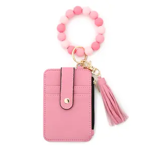 Trendy Pink Wristlet Keychain Wallet | TikTok Made Me Buy It Gradient Beaded Card Holder | Spring Fashion Essential#TikTokFinds #ViralTikTok #CoquetteAccessories #PinkWallet #BeadedWristlet