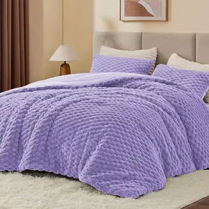 Fluffy Twin Comforter - Light Purple Comforter for Twin Size, Warm for Winter, Fuzzy 2 (1 Comforter, 1 Pillowcase)