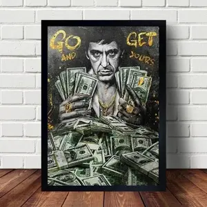 Tony Montana Scarface Inspirational Quote Canvas Print, 1pc Dollar Money Cash Themed Wall Art, Artwork, Decorative Art,  Modern Art Design Poster for Bedroom, Office & Home Decor