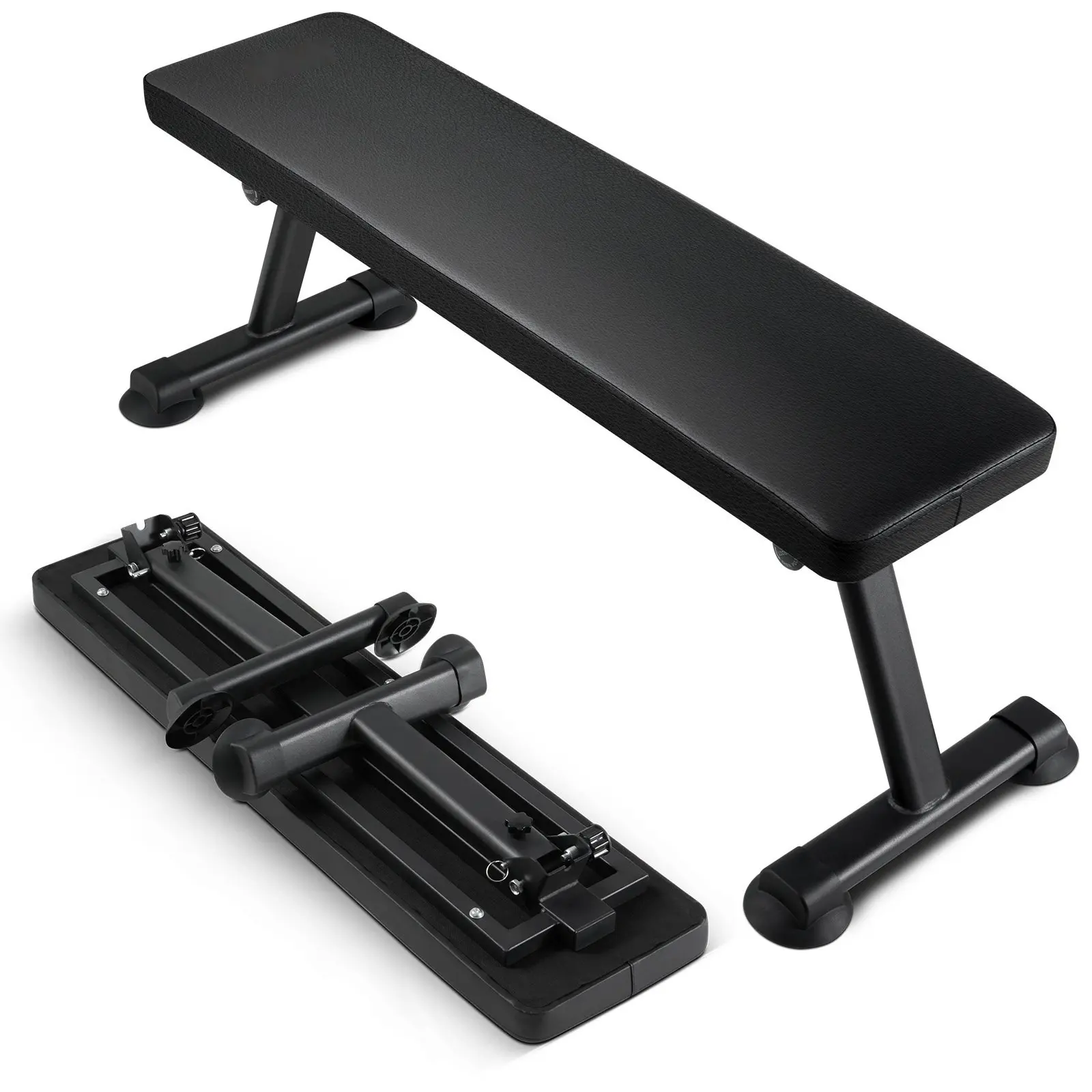 Flat Weight Bench Foldable for Strength Training - Adjustable Incline Decline; Full Body Workout Bench for Home Gym, Sturdy Steel Frame, Space-Saving Portable Design, Ideal for Bench Press, Dumbbell, Core and Cardio Exercises