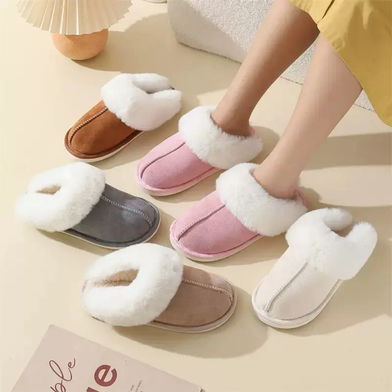 Womens Slipper with Memory Foam Fluffy Soft Warm Slip On House Slippers Anti-Skid Cozy Plush for Indoor Outdoor