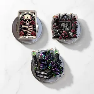 Dark Romance Skull Book MagSafe Phone Grip, Gothic Bookish Griptok, Magnetic Pop Socket Kickstand, Unique Gift for Hardcore Readers, Design Style