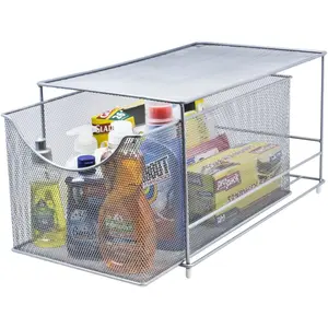 Sorbus Cabinet Organizer Drawer with Cover - Stackable Mesh Storage Organizer w/Pull Out Drawers Basket Boxes Household Kitchen